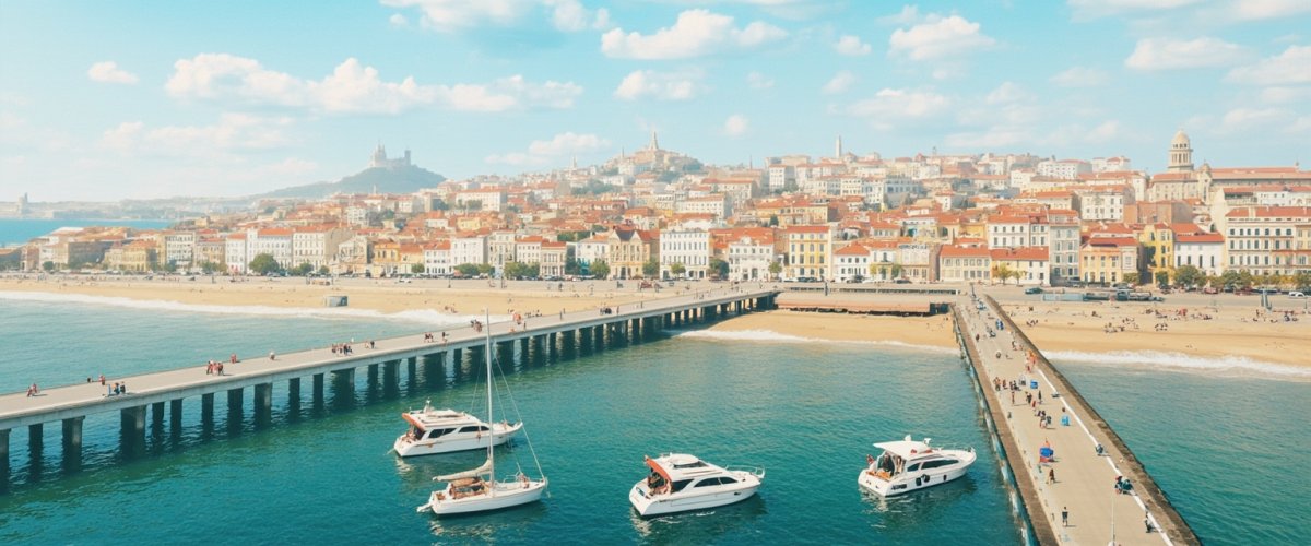 Painterly banner illustration of Agde