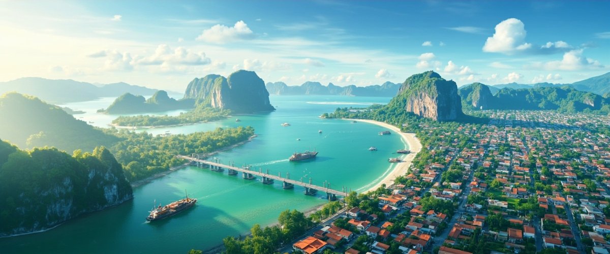Painterly banner illustration of Amphoe Lam Thap