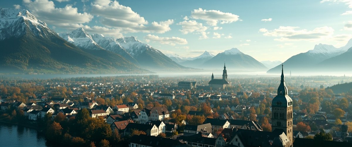 Painterly banner illustration of Aschau im Chiemgau