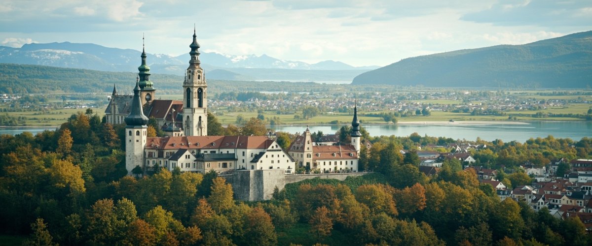 Painterly banner illustration of Berg im Gau