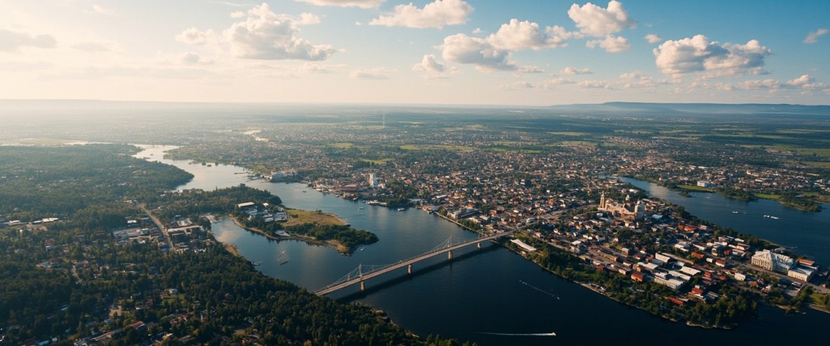 Painterly banner illustration of Borlänge