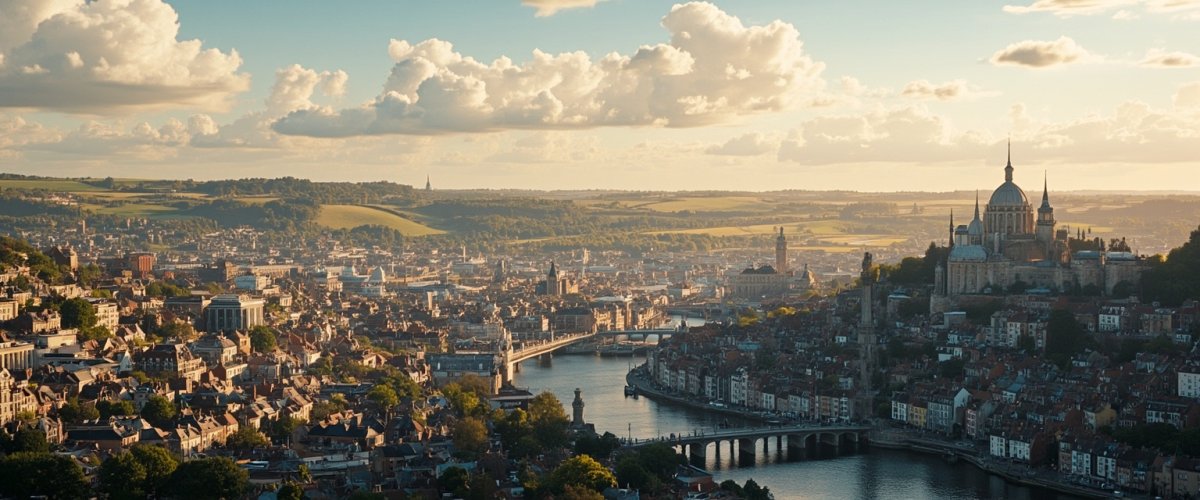 Painterly banner illustration of Bradford-on-Avon