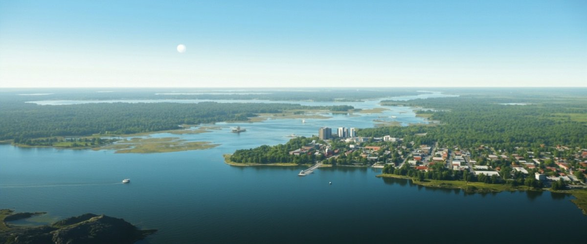 Painterly banner illustration of Buckeye Lake