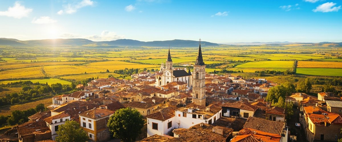 Painterly banner illustration of Bustillo del Páramo