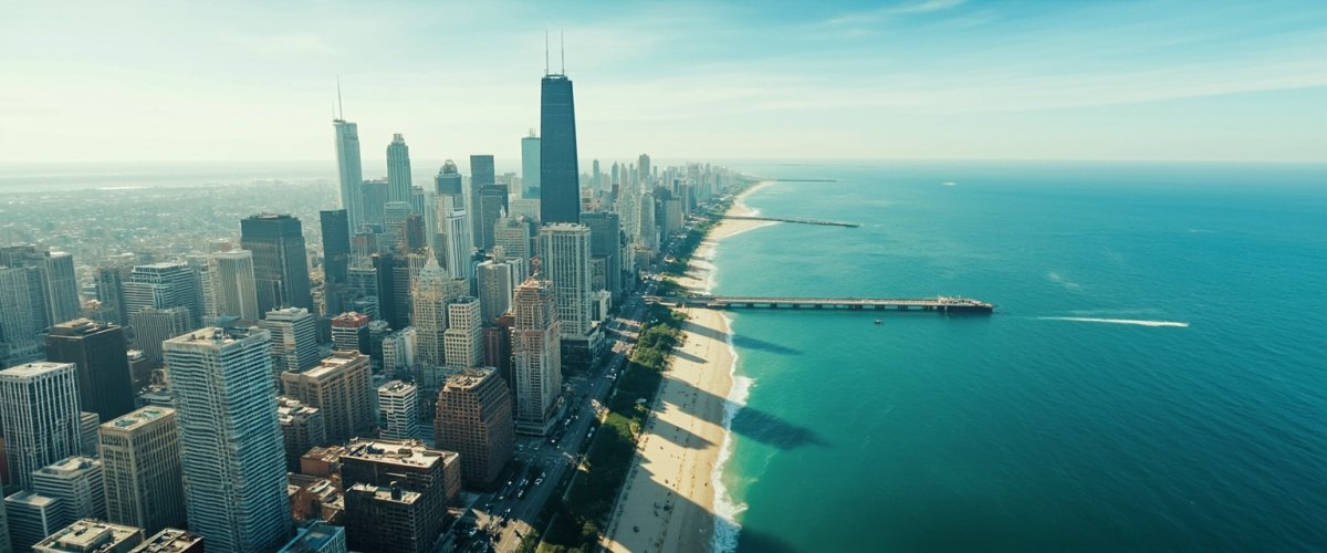 Painterly banner illustration of Chicago