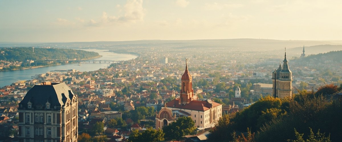Painterly banner illustration of Comuna Dudeştii Vechi