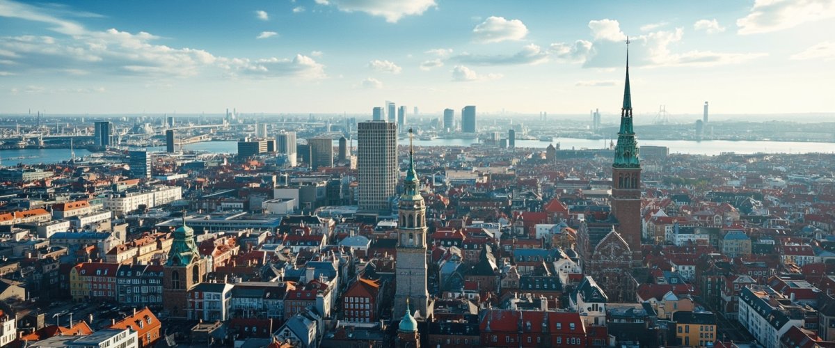 Painterly banner illustration of Copenhagen