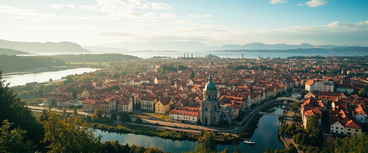 Painterly banner illustration of Črnuče District