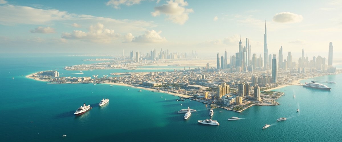 Painterly banner illustration of Doha