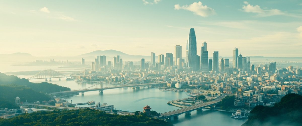 Painterly banner illustration of Dongchongcun