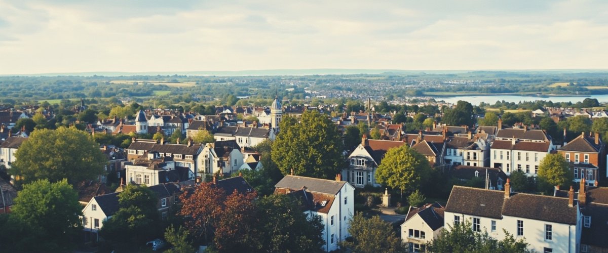 Painterly banner illustration of Dorking