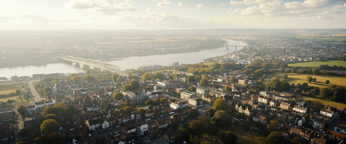Painterly banner illustration of Easton on the Hill