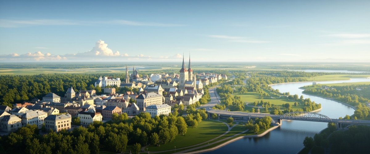 Painterly banner illustration of Emmersdorf an der Donau