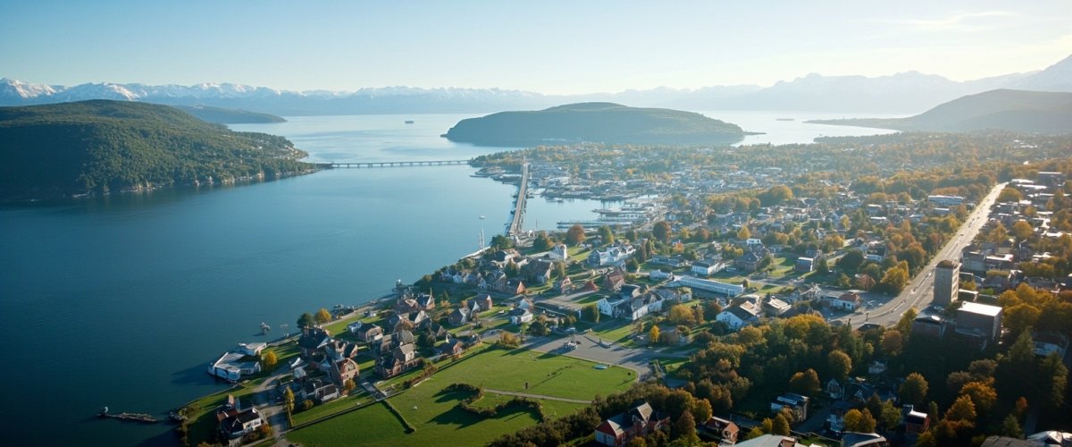 Painterly banner illustration of Flekkefjord