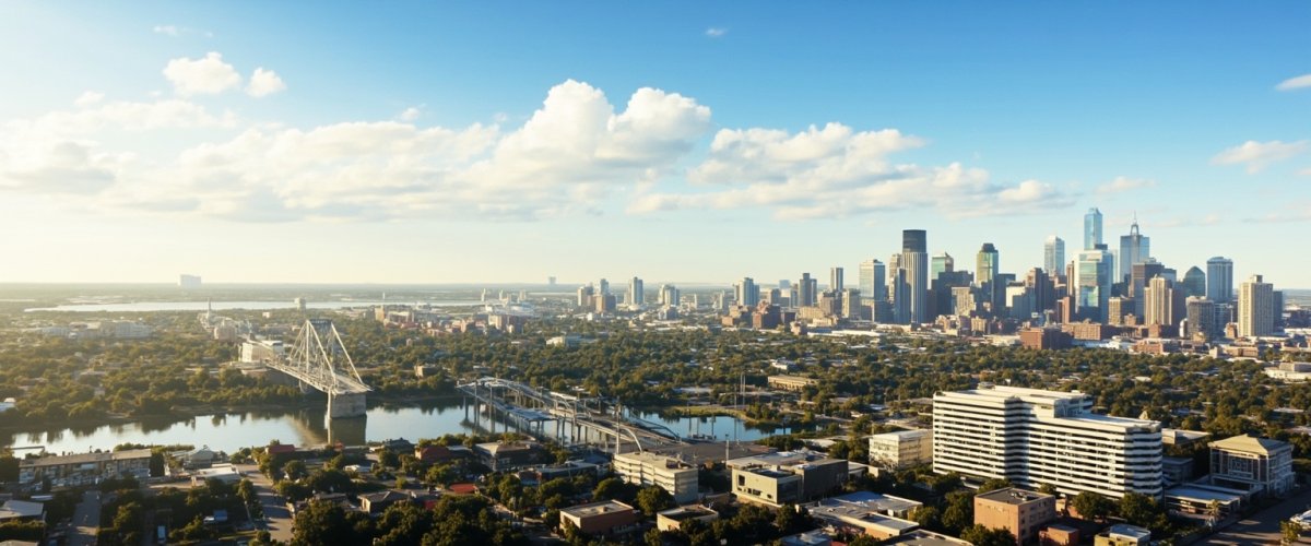 Painterly banner illustration of Flower Mound