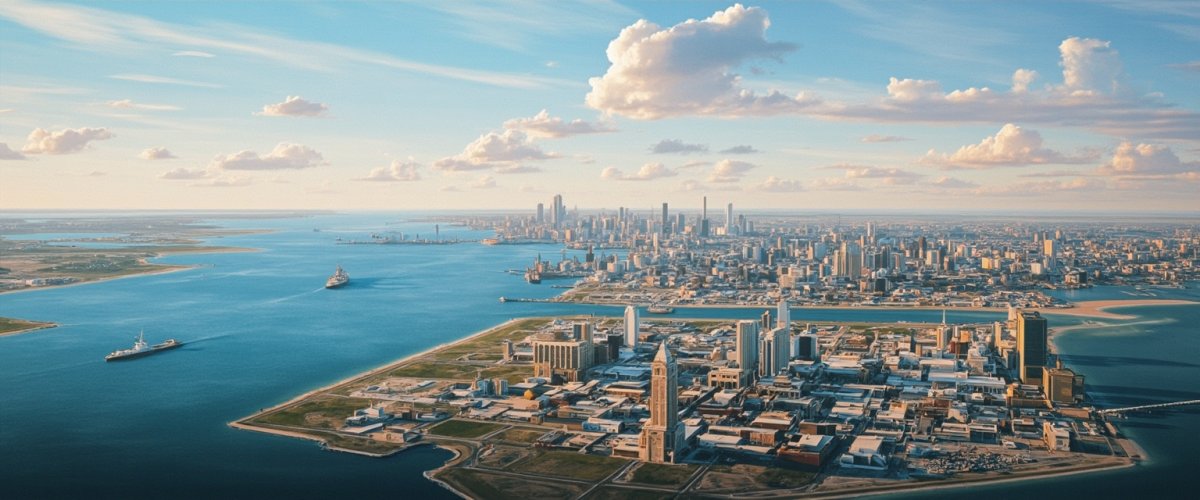 Painterly banner illustration of Freeport