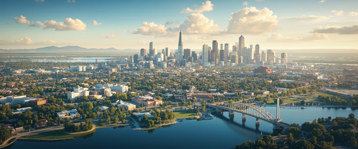 Painterly banner illustration of Fresno