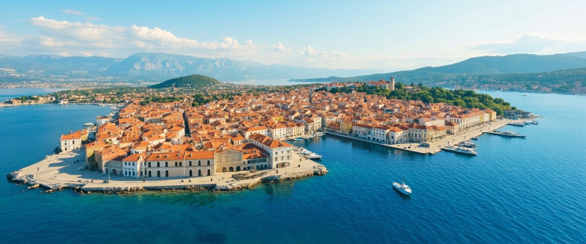 Painterly banner illustration of Grad Makarska