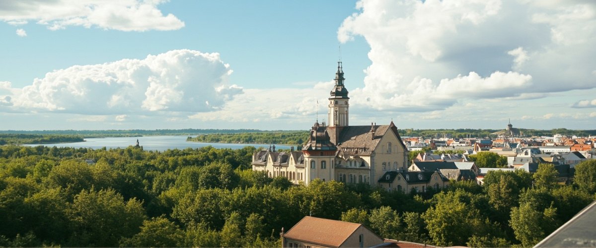 Painterly banner illustration of Grójec