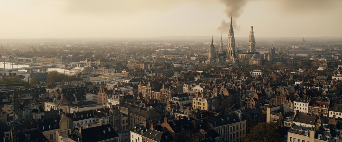 Painterly banner illustration of Ieper
