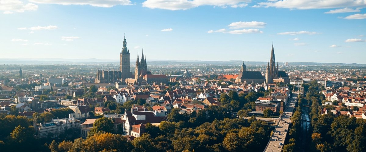 Painterly banner illustration of Ingolstadt