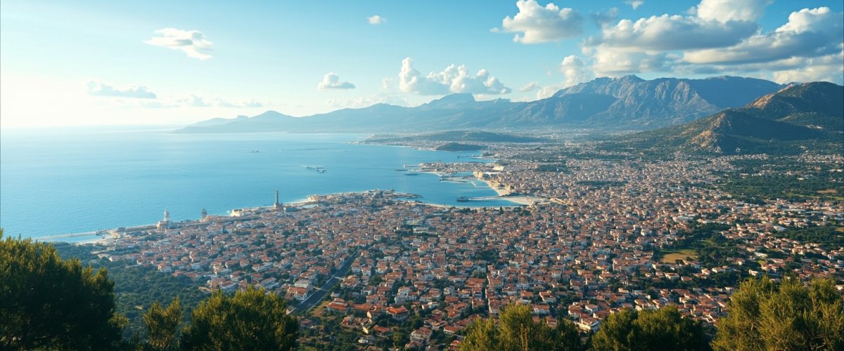 Painterly banner illustration of Kalamata