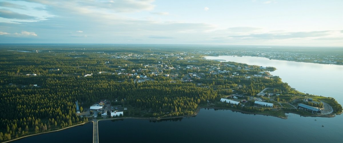 Painterly banner illustration of Kemijärvi