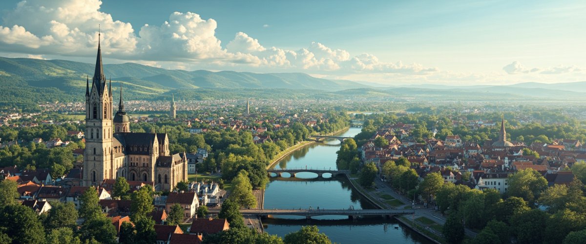 Painterly banner illustration of Kirchdorf am Inn