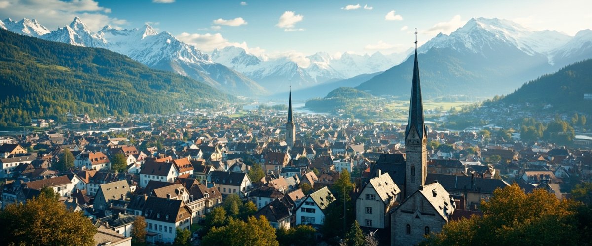 Painterly banner illustration of Kitzbühel