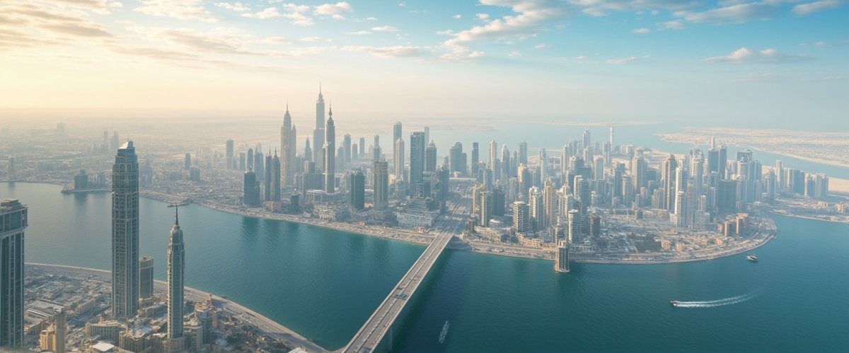 Painterly banner illustration of Kuwait City