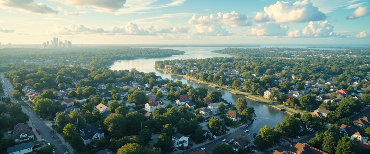 Painterly banner illustration of Lakeview Estates