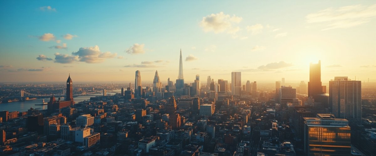 Painterly banner illustration of London
