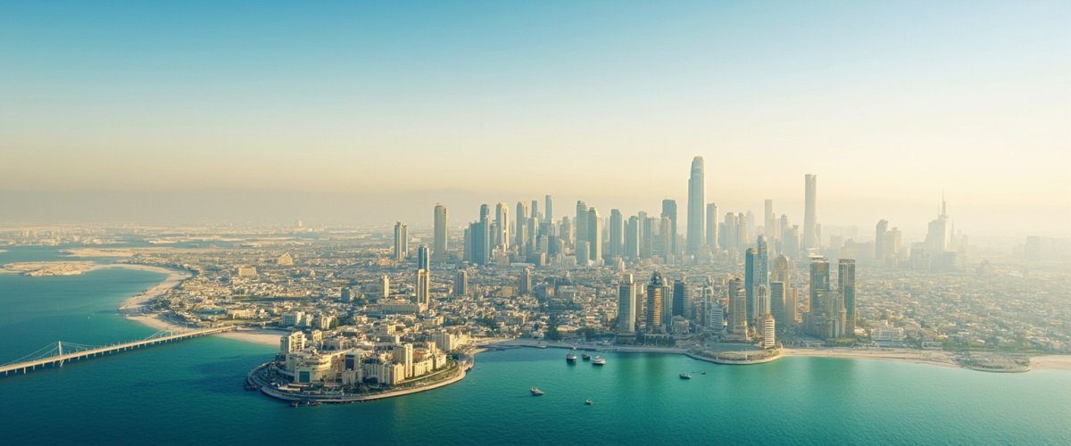 Painterly banner illustration of Manama