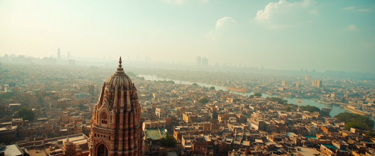 Painterly banner illustration of Mathura