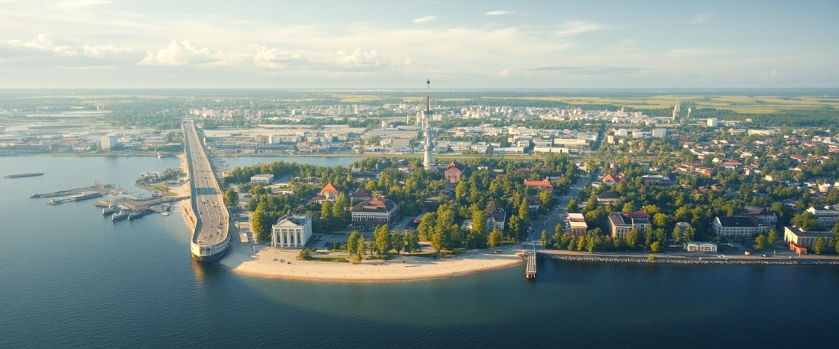 Painterly banner illustration of Międzyzdroje