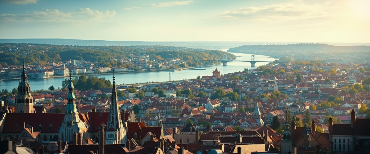 Painterly banner illustration of Miskolc