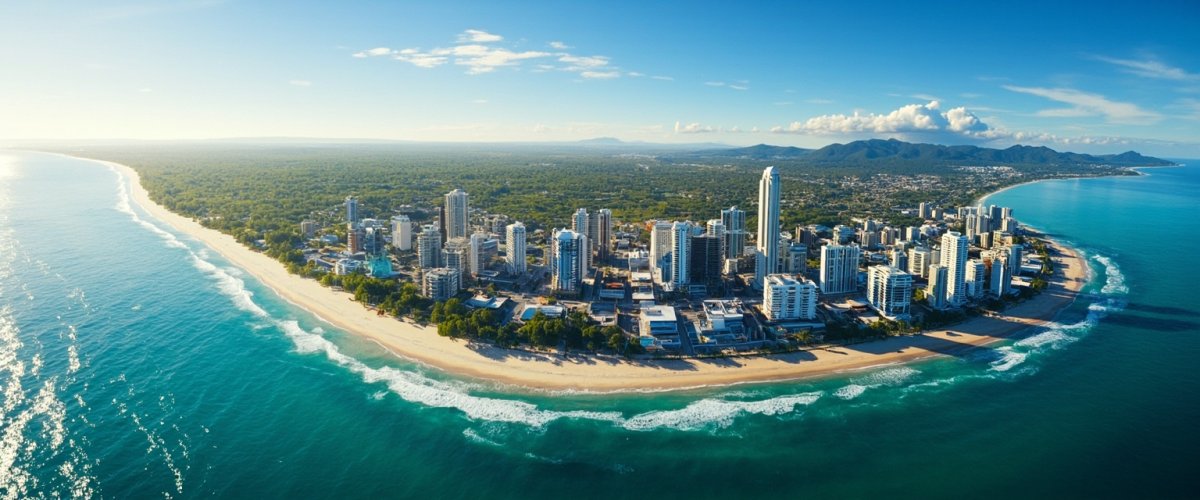 Painterly banner illustration of Mooloolaba