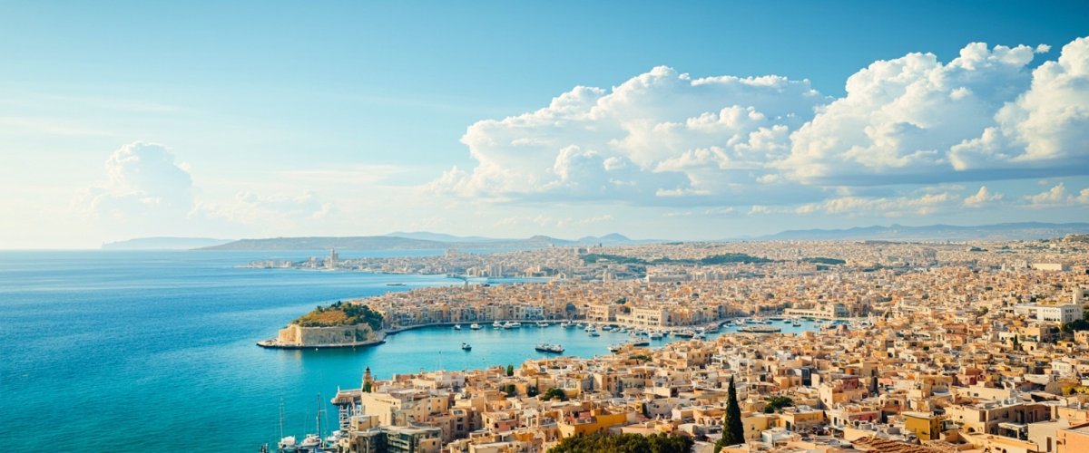 Painterly banner illustration of Mosta
