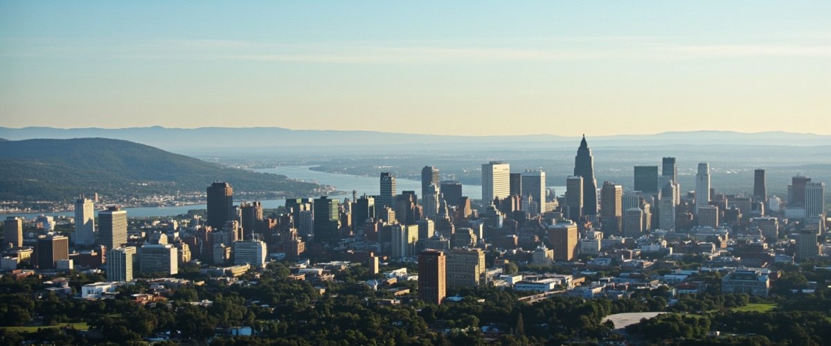 Painterly banner illustration of Mount Penn