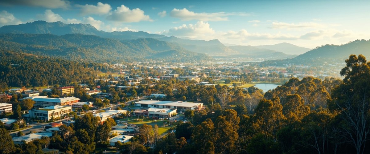 Painterly banner illustration of Myrtleford