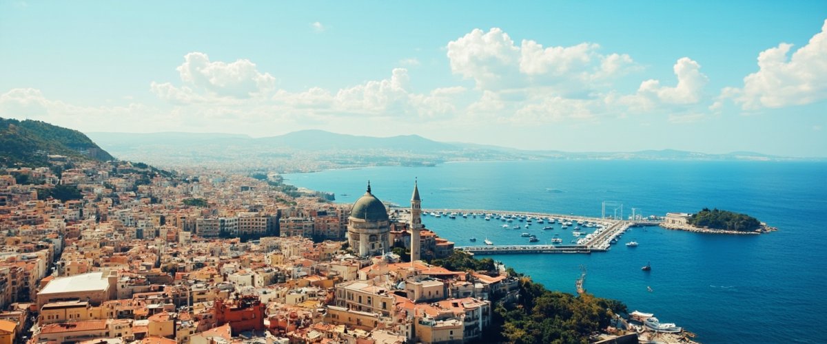 Painterly banner illustration of Naples