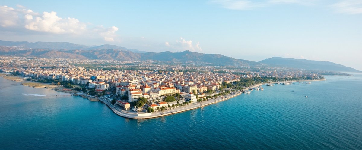 Painterly banner illustration of Néa Mesimvría