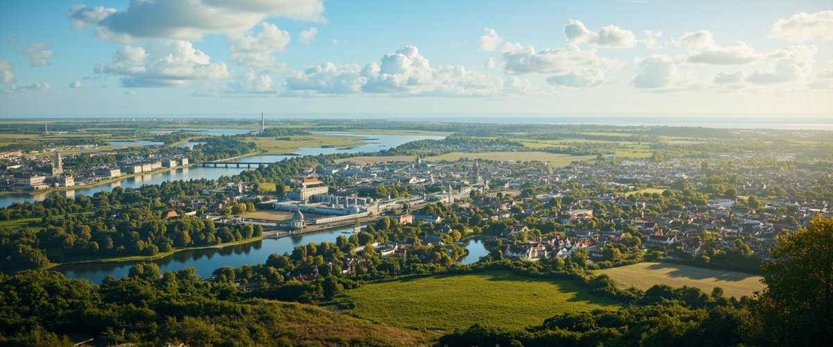 Painterly banner illustration of Neufchâtel-en-Bray