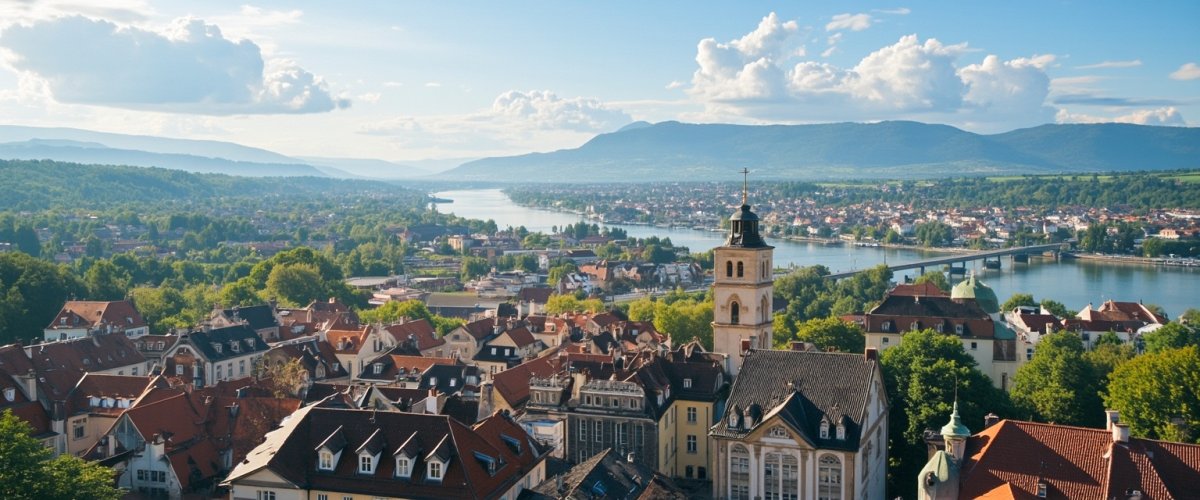 Painterly banner illustration of Neustift bei Güssing