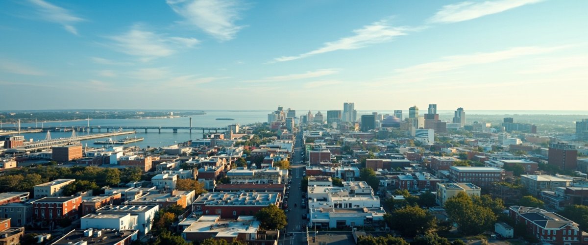 Painterly banner illustration of New Bern