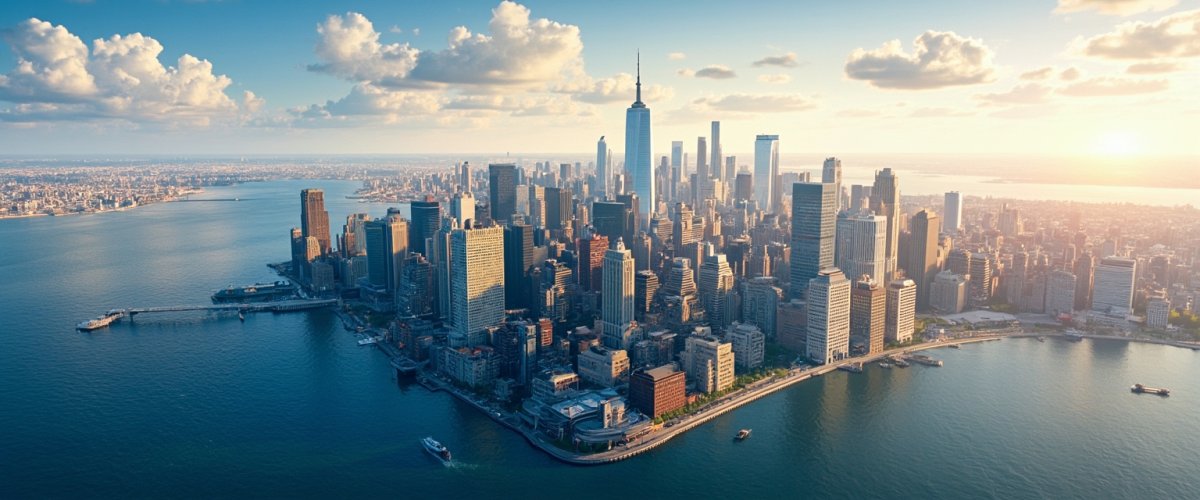 Painterly banner illustration of New York City