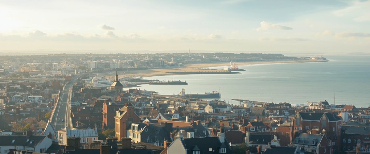 Painterly banner illustration of Newhaven