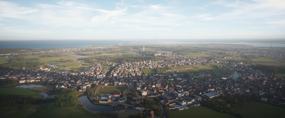 Painterly banner illustration of Normandy