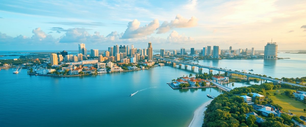 Painterly banner illustration of North Sarasota