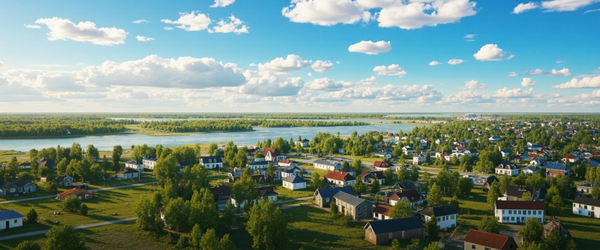 Painterly banner illustration of Novoye Leushino